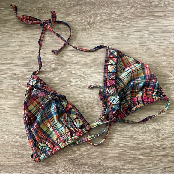 Victoria's Secret Other - Victoria's Secret Plaid Ruffle Triangle Bikini Top SMALL